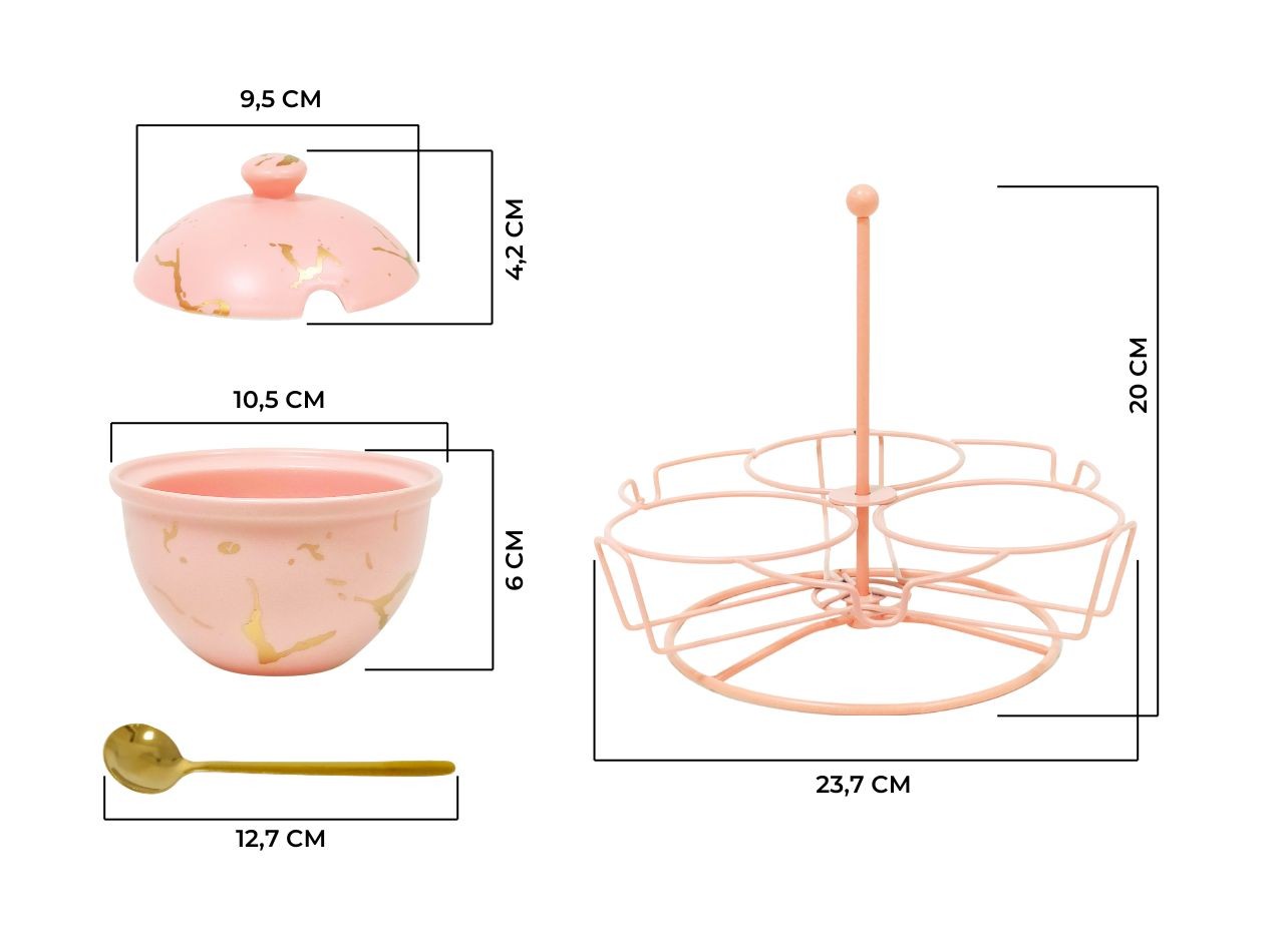 BM715 Pink Tempat Sambal Dengan Motif Marmer